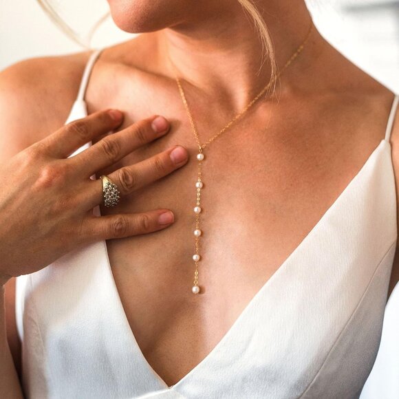 ⚡Pearl Necklace for Women 14K Gold-plated White Gold plated Dainty accessories - Picture 4 of 7